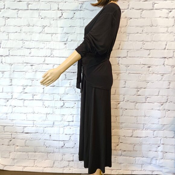 CAbi, Black long sleeve v-neck wrap dress - Picture 7 of 12